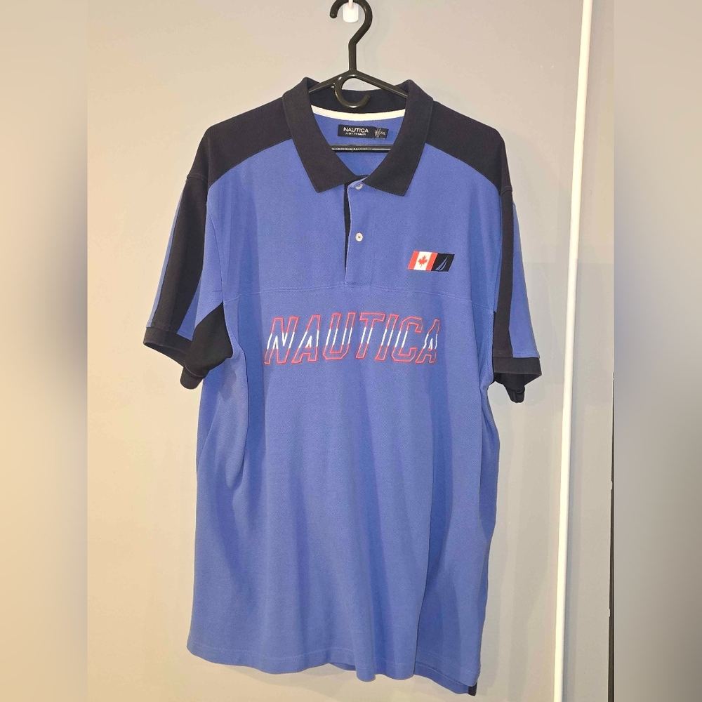Nautica Men's Blue and Black Polo Shirt